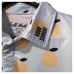 FULL WEDGE Men's Good Sunday Short Sleeve Polo size large light blue with lemons